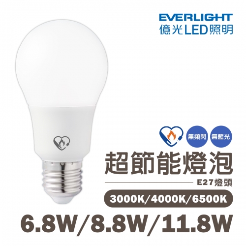【億光】超節能Plus燈泡系列 6.8W/8.8W/11.8W 黃光/自然光/白光 E27燈頭