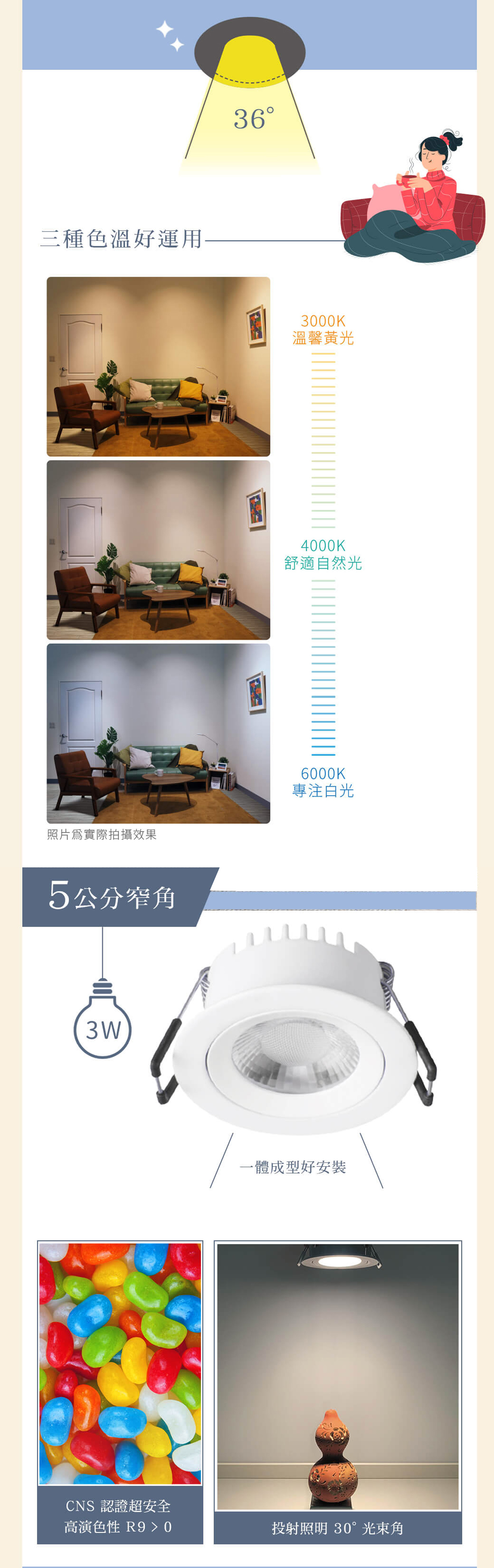 【舞光】LED 浩克崁燈 7CM-5W 5CM-3W  全電壓