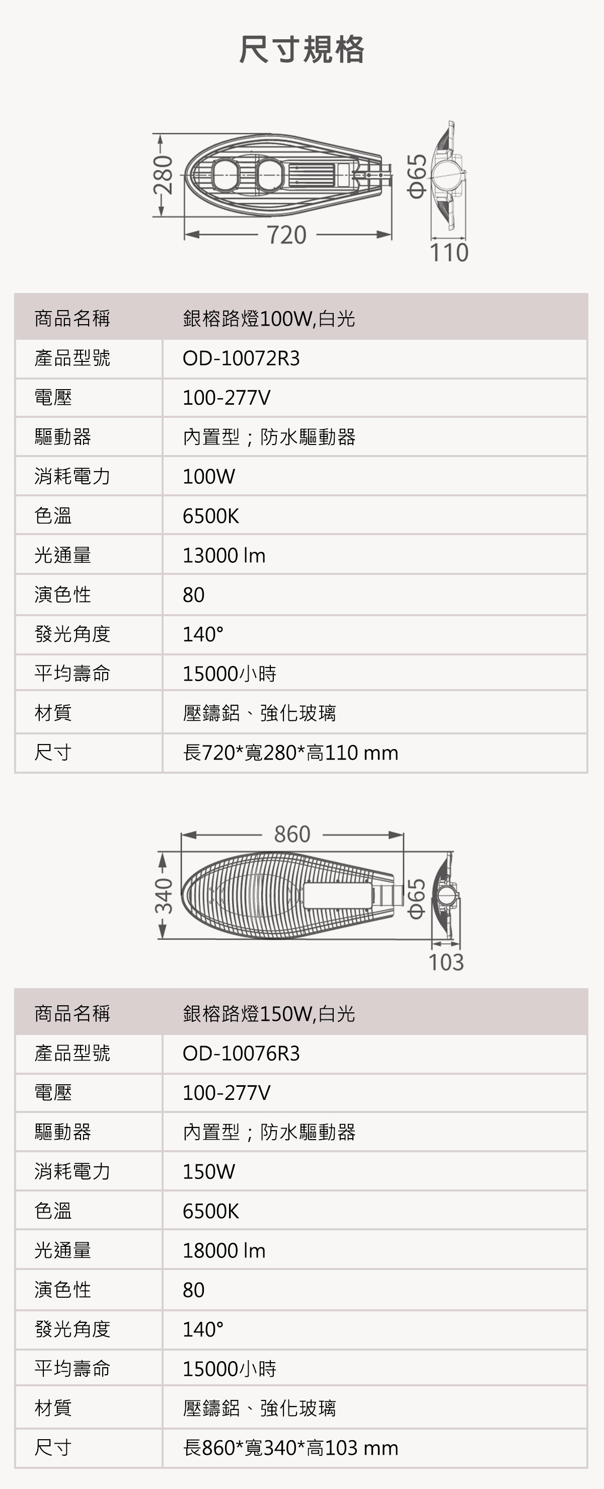 【舞光】LED 100W 150W 銀榕路燈 白光 全電壓 IP66防水防塵 適用 4米 5米