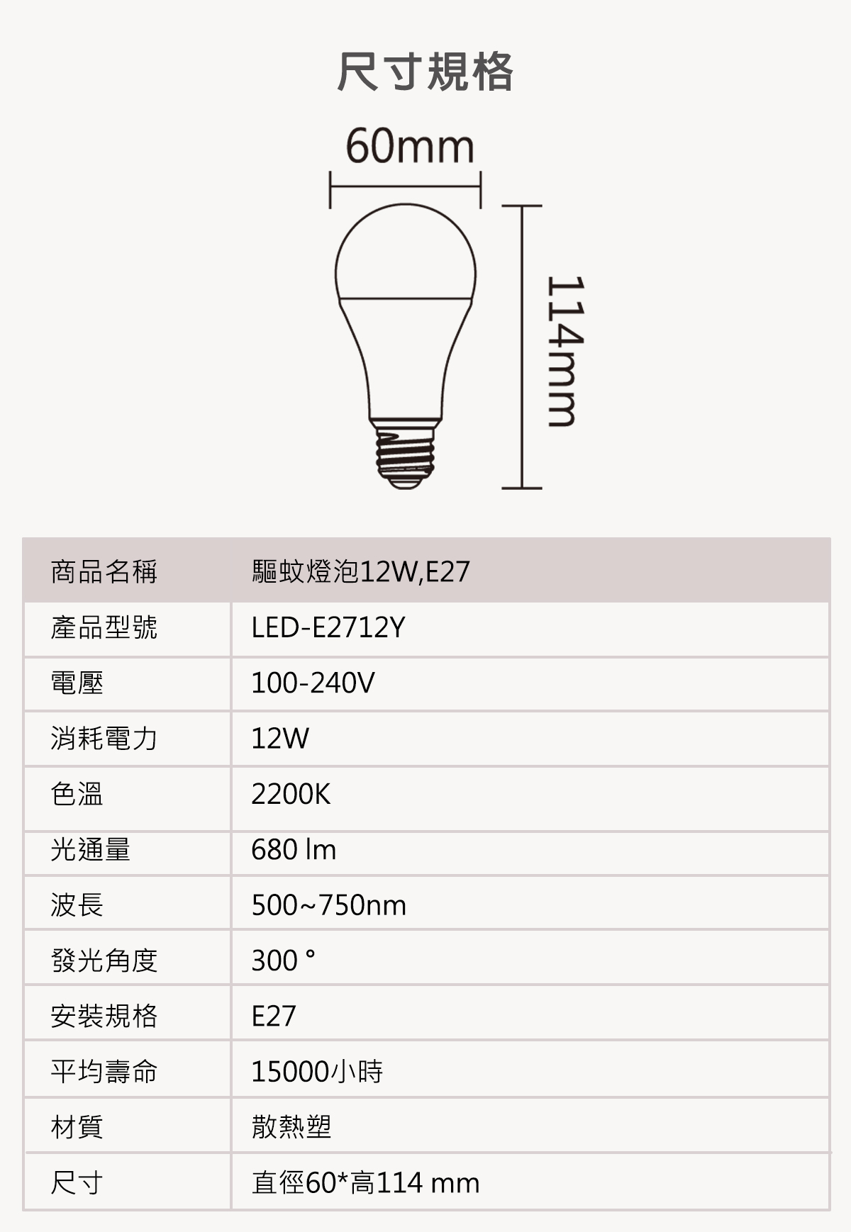 【舞光】LED E27 12W 驅蚊燈泡 全電壓 驅蚊專用 非照明用