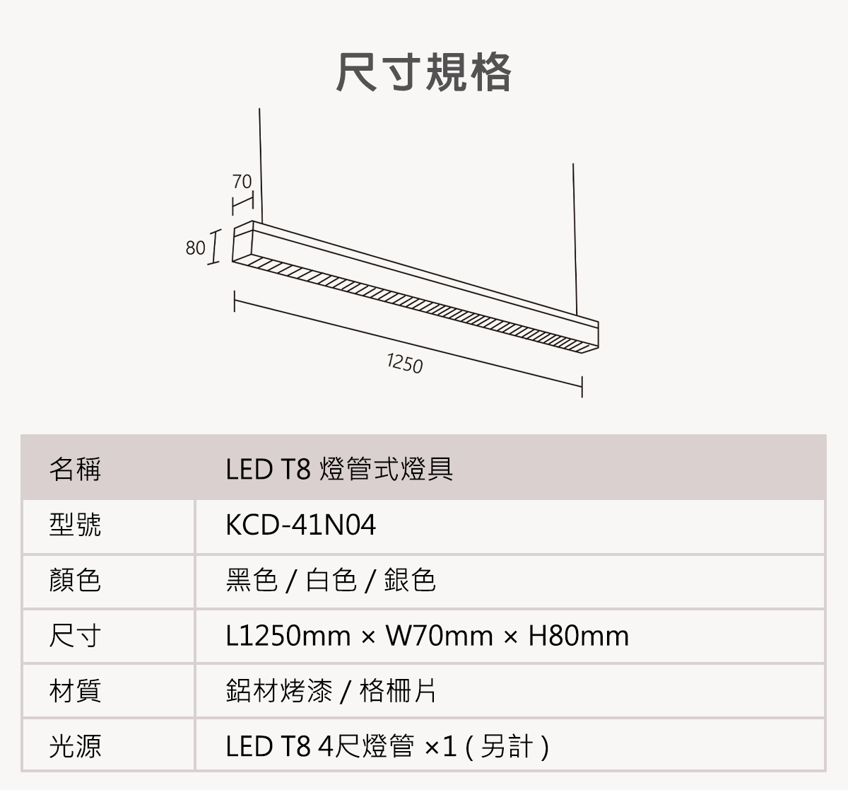 【KAO'S】LED 格柵片式 T8 燈管式燈具 燈管另計 可改吊式/軌道式