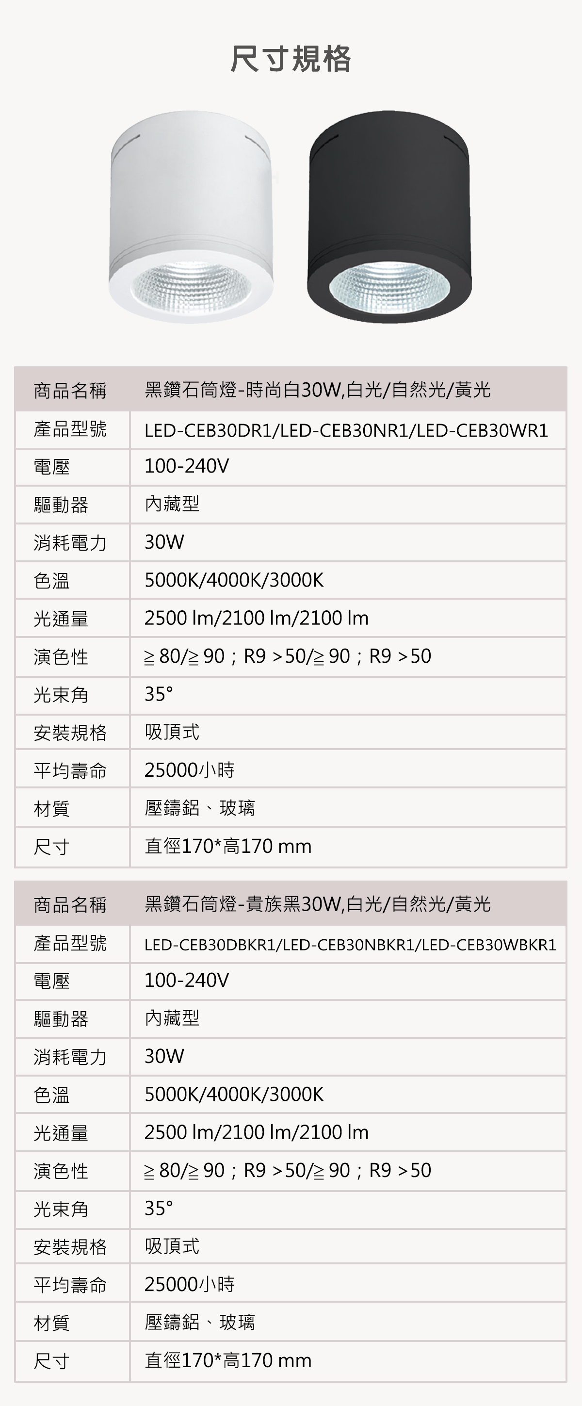 【舞光】LED COB 黑鑽石吸頂筒燈 24W 30W 45W 全電壓 高演色性 